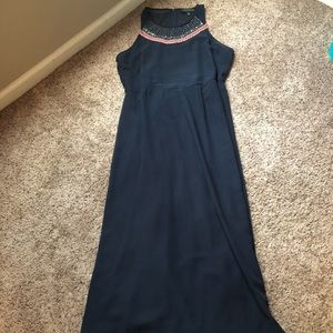 Blue Maxi with Beaded Neckline